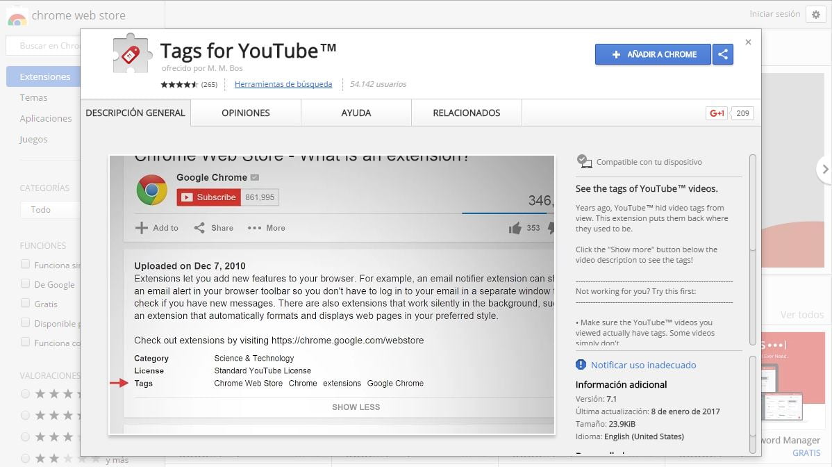 Установите расширение Chrome под названием   Теги для Youtube   , который является бесплатным: